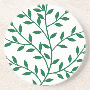 Green leaves green olive branch leaf decor coaster