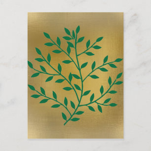 Green leaves green olive branch leaf decor postcard