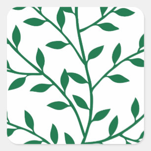 Green leaves green olive branch leaf decor square sticker