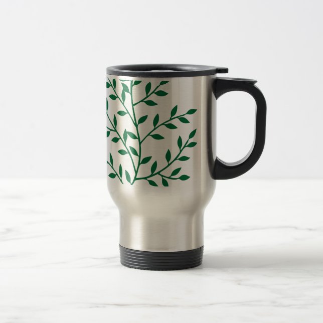 Green leaves green olive branch leaf decor travel mug (Right)