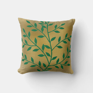 Green leaves green tree go green on gold cushion