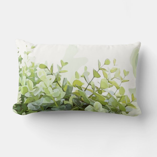 Green leaves greenery concept lumbar cushion (Front)