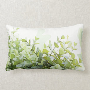 Green leaves greenery concept lumbar cushion