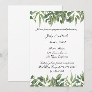 Green Leaves Greenery Foliage Engagement Party Invitation