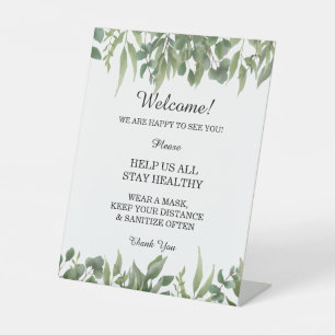 Green Leaves Greenery Foliage Wedding Safety Pedestal Sign
