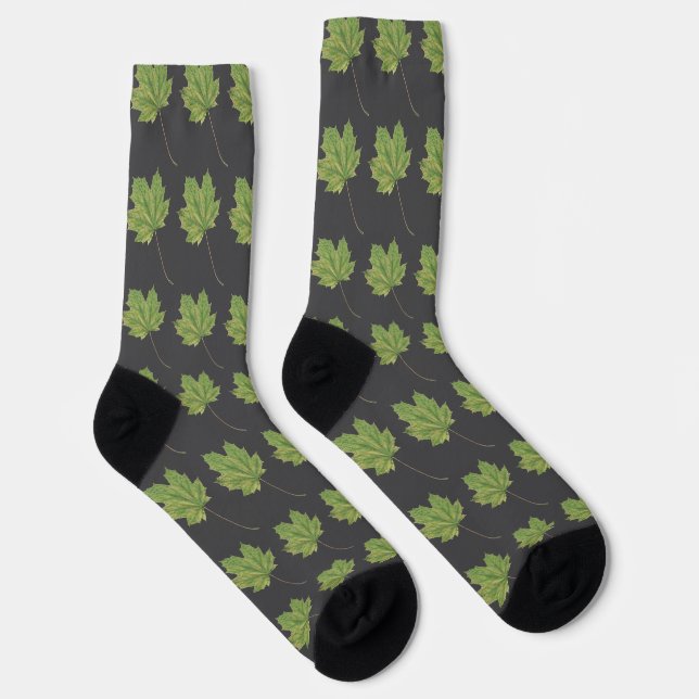 Green Leaves Grey Socks (Right)