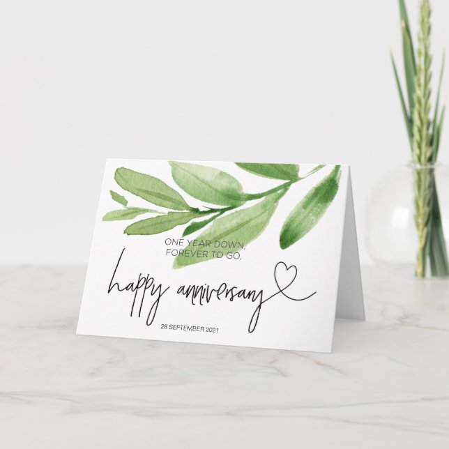 Green Leaves Happy 1st Anniversary for Husband Card (Front)