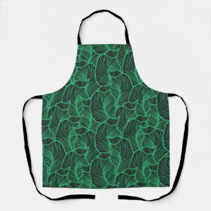 green leaves illustration pattern apron