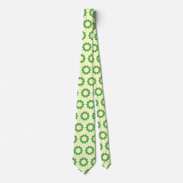 Green leaves in a circle on yellow  tie (Front)