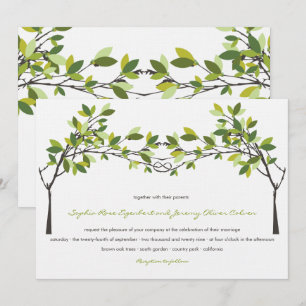 Green Leaves Knotted Love Trees Summer Wedding Invitation