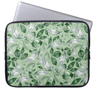 Green leaves laptop sleeve