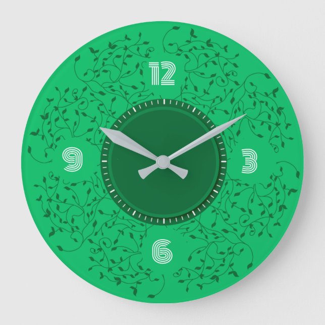 Green leaves large clock (Front)