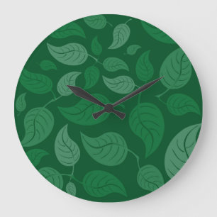 Green leaves large clock