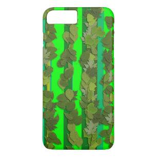 Green Leaves Leaf Striped Background Pattern iPhone 8 Plus/7 Plus Case