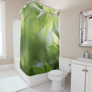 Green Leaves, Leaf, Tree, Forest Nature Shower Curtain