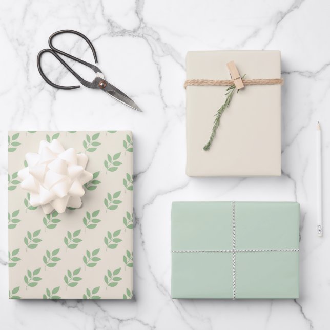 Green Leaves Leaf  Wrapping Paper Sheet (Front)