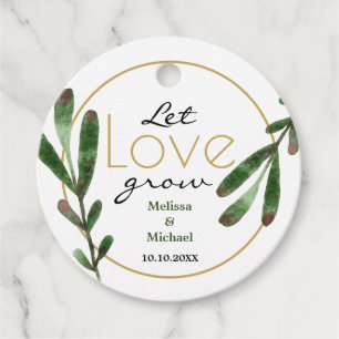 Green Leaves Let Love Grow Wedding Thank You Favour Tags