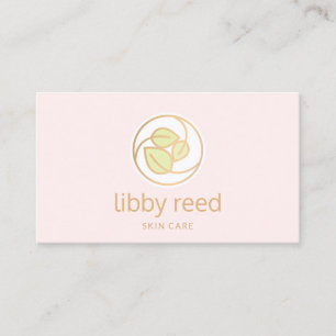 Green Leaves Logo Pink Beauty Spa Business Card