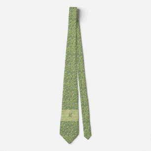 Green Leaves Monogram Tie Gift for Dad, Husband