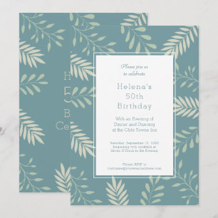 Green Leaves Natural Garden 50th Birthday Party Invitation