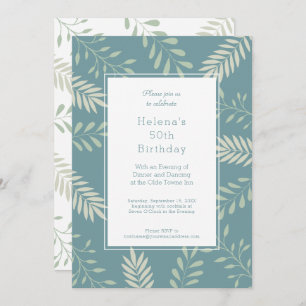 Green Leaves Natural Garden 50th Birthday Party Invitation