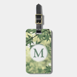 Green Leaves Nature Botanic Monogram Luggage Tag