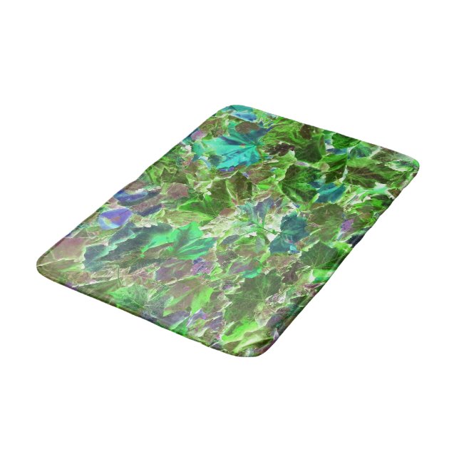 Green Leaves Nature Pattern Bath Mat (Angled)