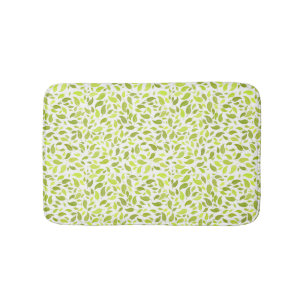 Green Leaves Nature Print, Plant Leaf Pattern Bath Mat