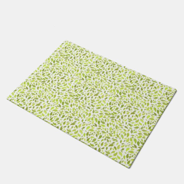 Green Leaves Nature Print, Plant Leaf Pattern Doormat (Angled)