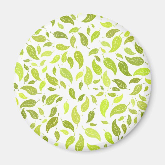 Green Leaves Nature Print, Plant Leaf Pattern Magnet (Front)