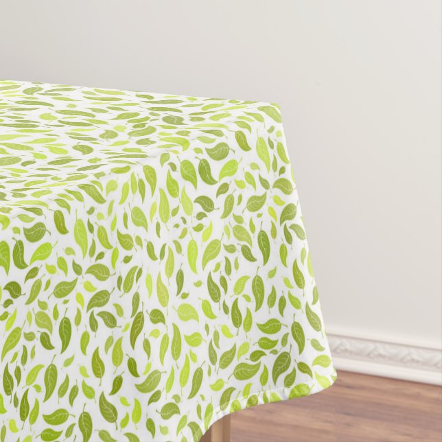 Green Leaves Nature Print, Plant Leaf Pattern Tablecloth (In Situ)