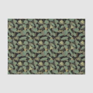 Green Leaves On Black Background Tissue Paper