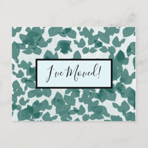 Green Leaves on Blue Change of Address Postcard