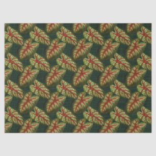 Green Leaves on Dark Green Decoupage Tissue Paper