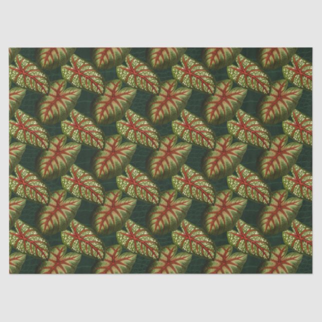 Green Leaves on Dark Green Decoupage Tissue Paper (Front)