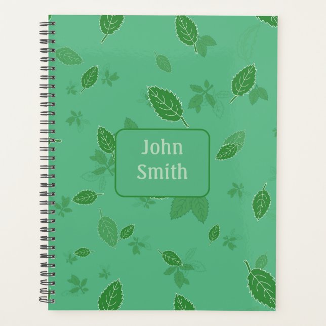 Green Leaves on Green_ Floral Pattern Script Planner (Front)