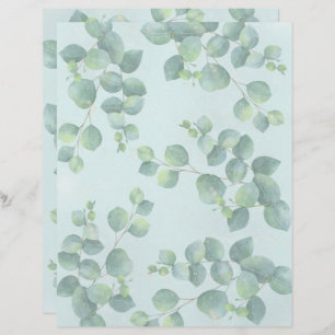 Green Leaves on Pale Green Background Craft Paper