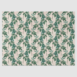 Green Leaves on Tan Decoupage Tissue Paper