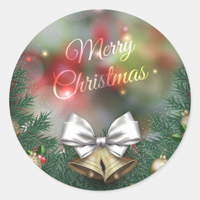 Green Leaves & Ornament Christmas | Sticker Seal (Front)