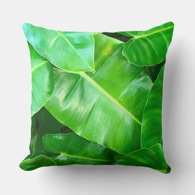 Green leaves Palm Leaf tropical foliage jungle  Cushion (Front)