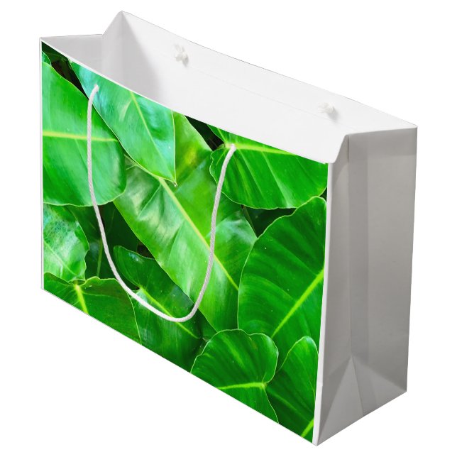 Green leaves Palm Leaf tropical foliage jungle  Large Gift Bag (Front Angled)