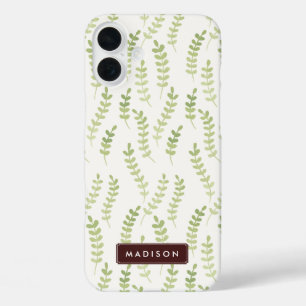 Green Leaves Pattern iPhone 16 Plus Case