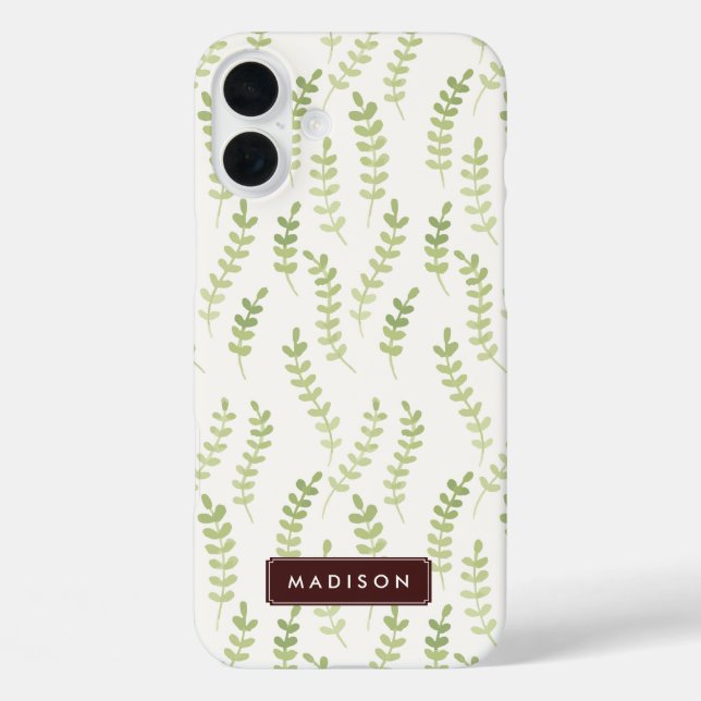 Green Leaves Pattern Case-Mate iPhone Case (Back)
