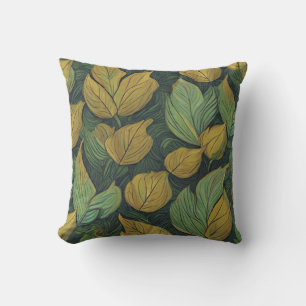Green leaves pattern cushion