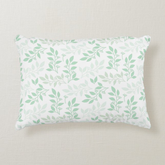 Green Leaves pattern Decorative Cushion (Front)