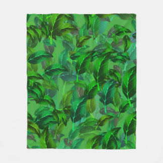 Green Leaves Pattern Fleece Blanket