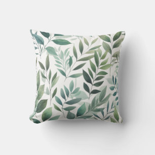 Green Leaves Pattern Foliage Rustic Leaf Cushion