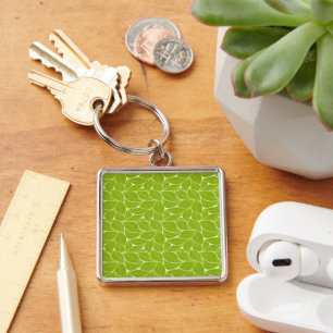 Green leaves pattern key ring