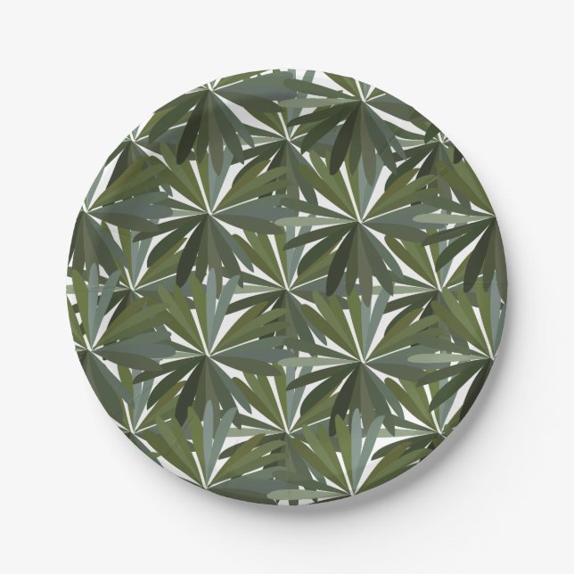 Green Leaves Pattern Paper Plate (Front)