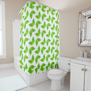 Green leaves pattern shower curtain
